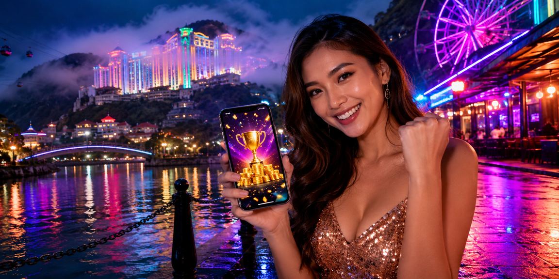Pengguna Malaysia mendaftar akaun jcbet melalui telefon pintar di Genting Highlands